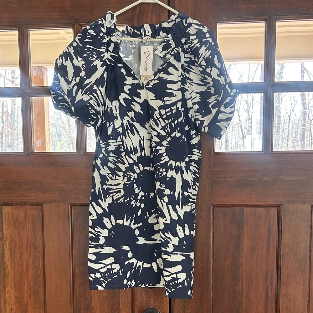Navy and White Patterned Dress